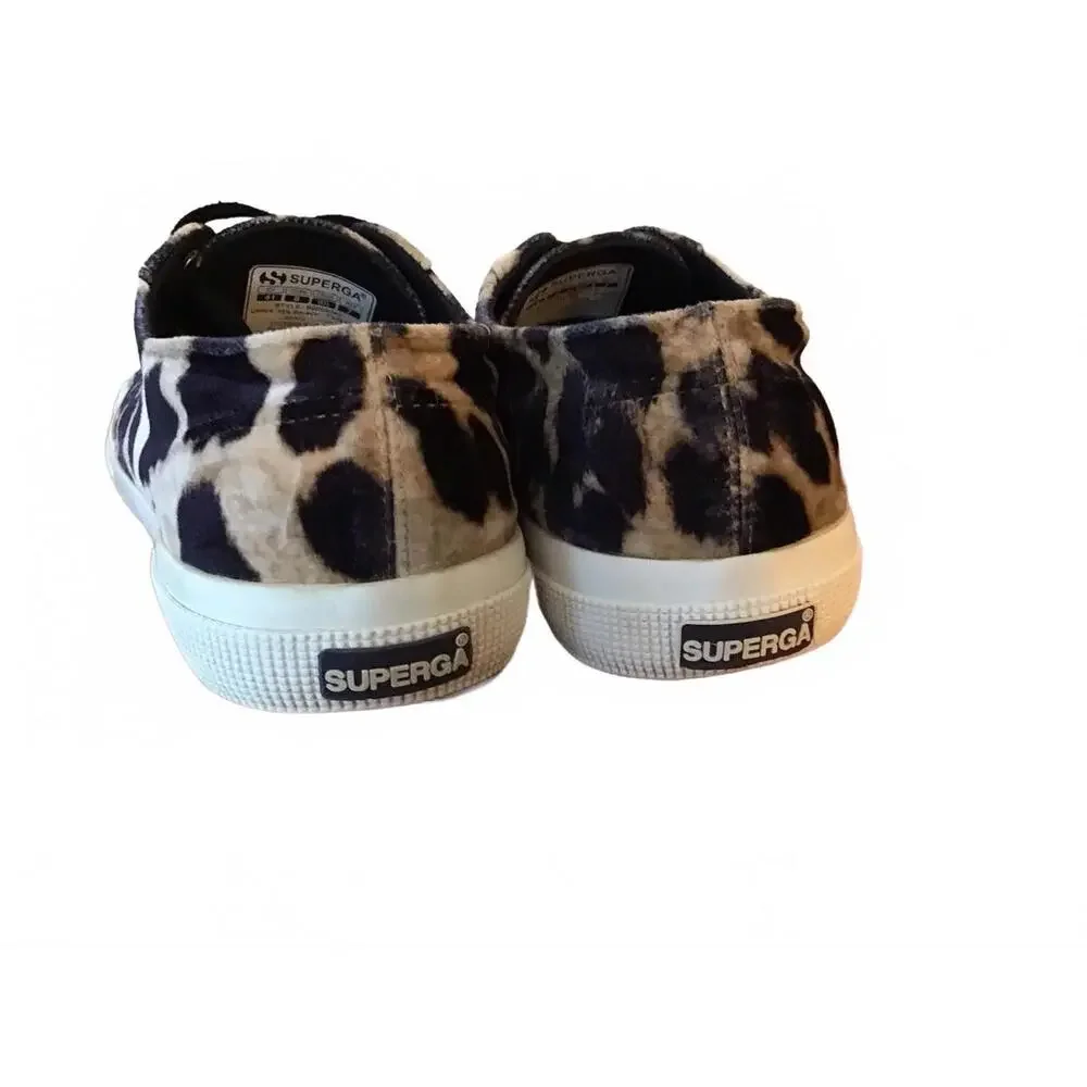Superga Leopard Print Canvas Sneakers in Black and Tan